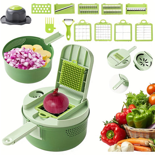 16-function Vegetable Chopper, Professional Onion And Potato Chopper, Multi-functional Food Chopper, Kitchen Vegetable Slicer And Dicer, Vegetable Grater, Carrot Chopper with Container