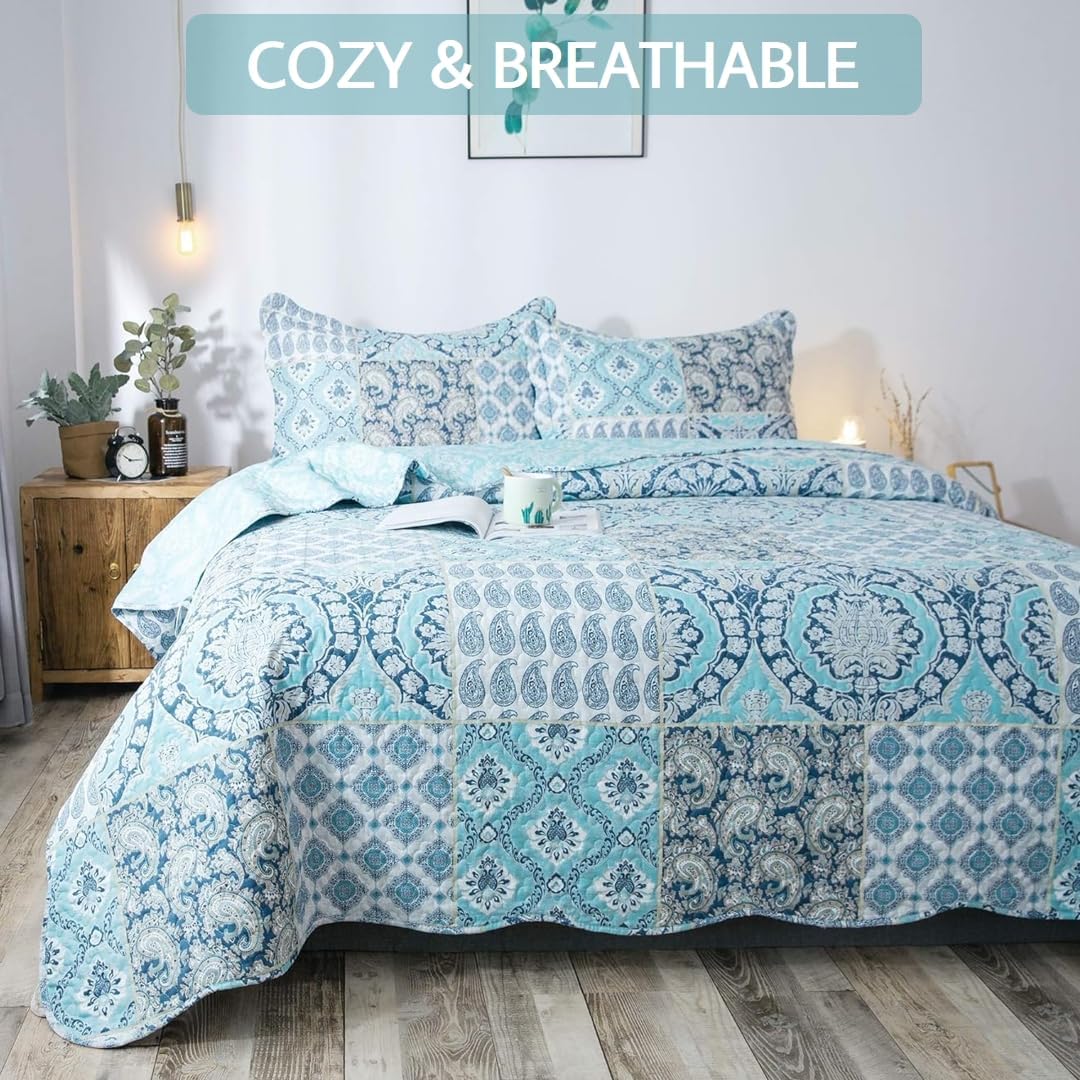 2/3pcs Light Floral Quilt Set, Cute Print All Season Lightweight Bedspread Coverlet Sets - Hypoallergenic and Breathable for Home, Bedroom, Guest Room, Camper, Cabin, RV, College Dorm - Shabby Chic