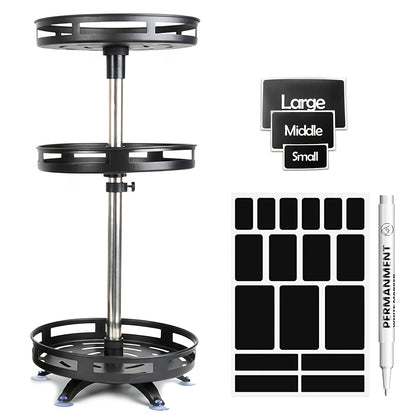 1/2/3 Tier Metal Lazy Susan Turntable Organizer Rotating Spice Storage Rack Organizer for Cabinet, Kitchen, Countertop, Pantry, Cupboard, Medicine Cabinet Revolving Organizer | Suction Cup Feet for Extra Stability| Free Label Paper & Markers|
