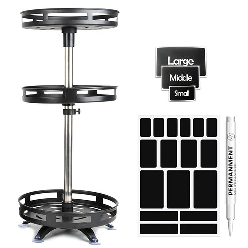 1/2/3 Tier Metal Lazy Susan Turntable Organizer Rotating Spice Storage Rack Organizer for Cabinet, Kitchen, Countertop, Pantry, Cupboard, Medicine Cabinet Revolving Organizer | Suction Cup Feet for Extra Stability| Free Label Paper & Markers|