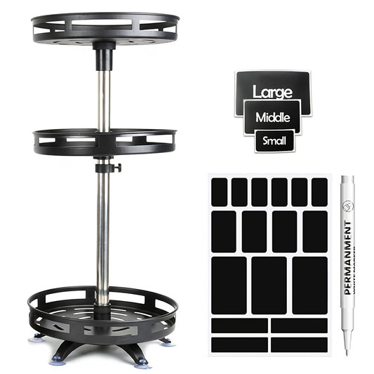 1/2/3 Tier Metal Lazy Susan Turntable Organizer Rotating Spice Storage Rack Organizer for Cabinet, Kitchen, Countertop, Pantry, Cupboard, Medicine Cabinet Revolving Organizer | Suction Cup Feet for Extra Stability| Free Label Paper & Markers|