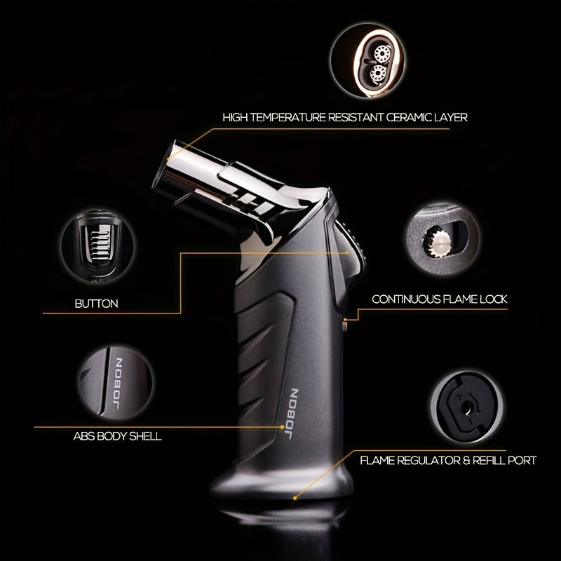 Butane Torch Lighter Gift Set 2500°F, Refillable with Safety Lock & Adjustable Flame, High-Temperature Kitchen Cooking Camping Outdoor Torch, Gift Box Included, Gas Not Included
