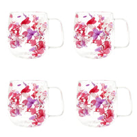 4 petal-shaped glass cups