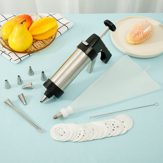Stainless Steel Cookie Press Multipurpose Cookie Press Kit Featuring 16 Cookie Discs And 8 Icing Tips Practical Cookie Press for Baking for Biscuit Cake Dessert Making Cookie Press Set Cookie Press Maker Cookie Press Maker Kit Biscuit Press Maker