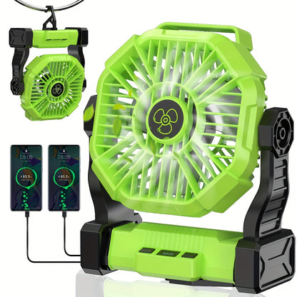 Rechargeable+Lighting+Fan 3-in-1 Electric Camping Fan with LED Lantern Portable Tent Fan, Car RV Fan with Hook with Timed Rotation Function for Barbecue Or Travel Operation Fan