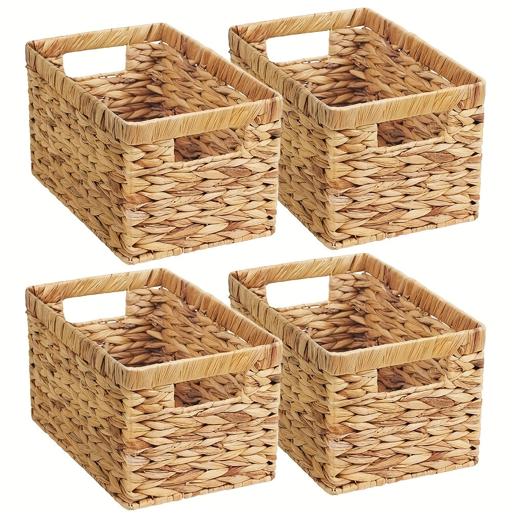 Boho Wicker Storage Basket | Stackable Organizer with Built-in Handle | Shelf Basket | Wind Chime Holder | Gift