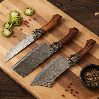 Set of 7 Professional Kitchen Knives Made of Stainless Steel, Featuring Replaceable Blades And Handcrafted Design, Safe for Food Use