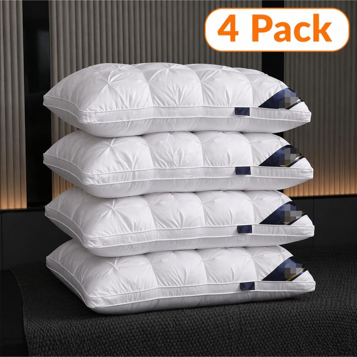 Luxury 5-Star Hotel Quality Pillow - Deep Sleep Neck Support, No Collapse All-Season Use, Machine Washable White Satin, Soft Polyester Fiber, Zipper Closure, Modern Design for Home & Hotel Use, Hotel Pillow, Sleek Pillow, Durable Pillow, Pillow For Sleepi