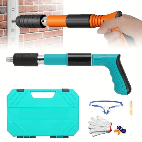 Manual Mini Nail Gun - 5-Speed Adjustable Concrete Nail Gun for Brick/Concrete Walls | Compact Pistola Para Concreto & Carpentry Tools | Lightweight Portable Nailer for DIY Decoration & Construction, July 4th Gifts