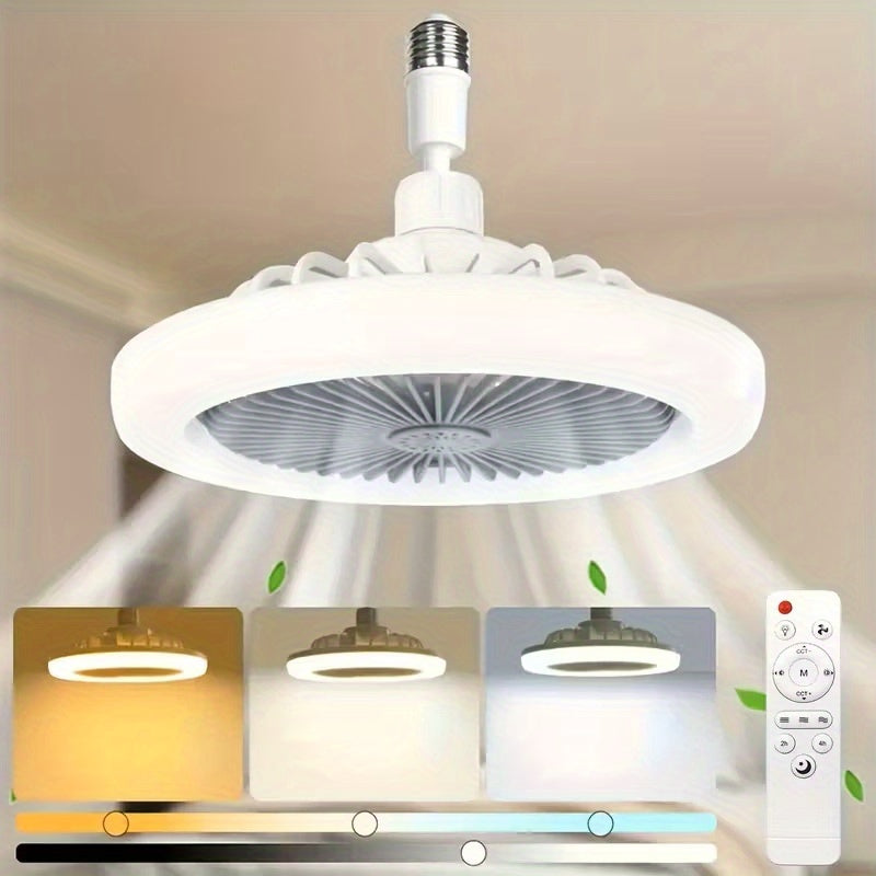 Ceiling Fan Light, with Light And Remote Control, Room Decor, Adjustable In All Directions, E26 Base Ceiling Fan Light, Fan Adjustable In 3 Levels, 3 Colors 3000-6500K DimmableIntelligent LED Light, with Timed Night Light Function