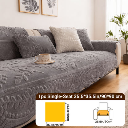 1pc Thickened Quilted Machine Washable Sofa Cushion, Faux Rabbit Fur Comfort Warm Non-slip Plush Sofa Cover, Breathable and Comfortable Pet-friendly for Bedroom, Office, Living Room, Suitable for 2/3/4-seater Sofa, Home Winter Decor, Christmas Gifts