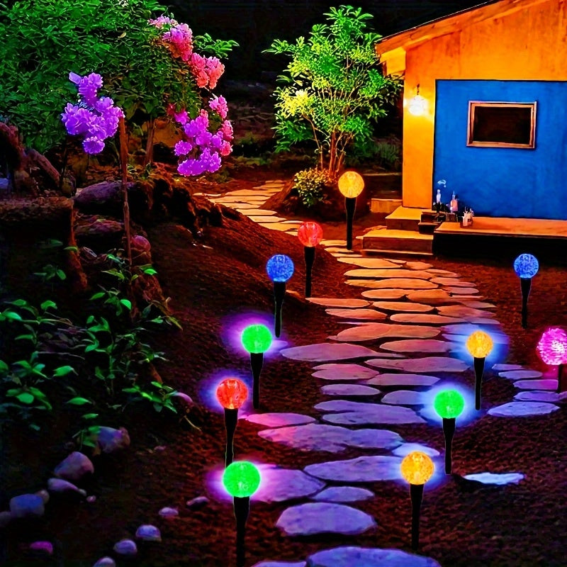 30pcs of bubble-shaped solar LED garden path lights, automatically light up at night, garden lawn landscape path lights(warm white, color), suitable for garden, camping, party, festival, wedding, dance party, birthday and other occasions of c