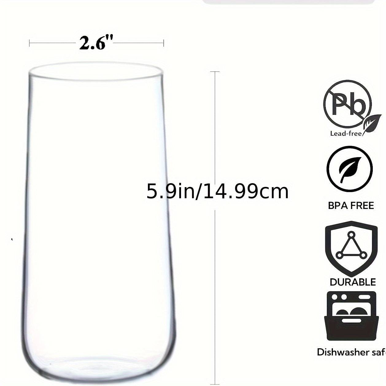 Water Glasses Set of 6, 17.5Oz Large Drinking Glasses, Clear Crystal Lightweight Glass Cups, Glassware Set for Juice, Iced Tea, Mojito, Kitchen And Bar
