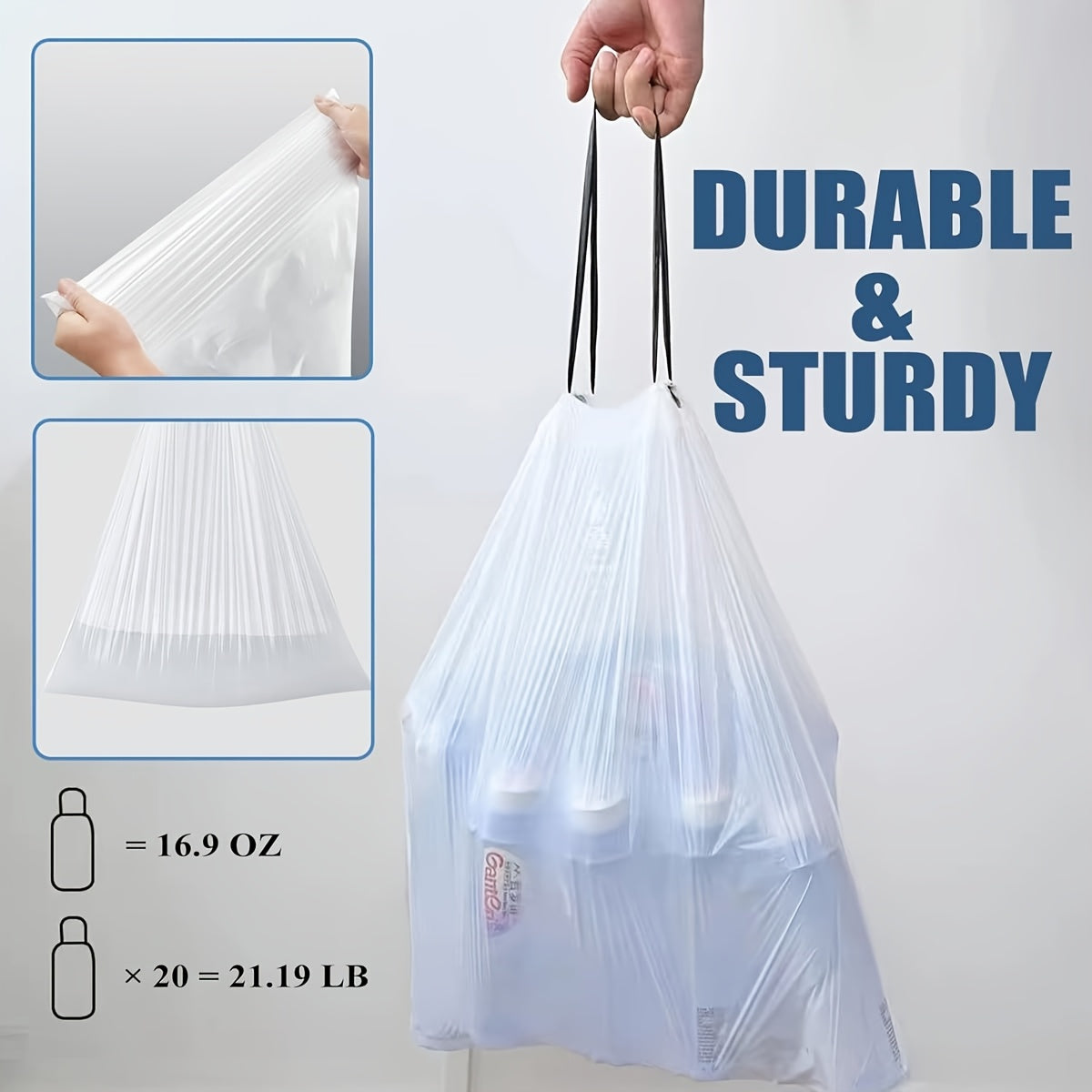 100/200-Pack/ 4/8 Rolls Heavy Duty 13 Gal Drawstring Trash Bags - Leak-Proof Commercial-Grade Garbage Liners for Restaurants, Offices & High-Traffic Areas - Extra Thick Tear-Resistant Design