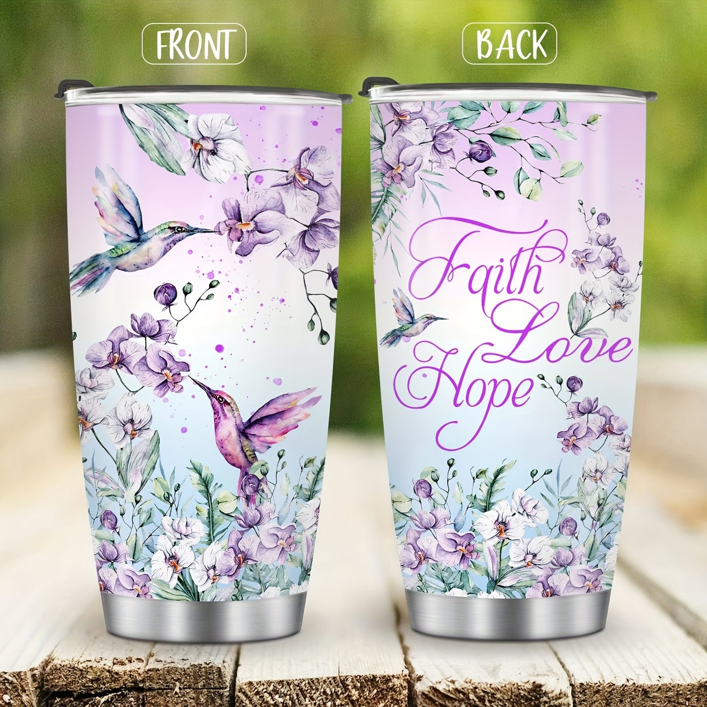 1pc, Hummingbird Flower Vacuum Insulated Travel Coffee Tumbler For Mother Grandma, Present For Mama Mom Sister Daughter, Birthday Valentines Day Gift For Her