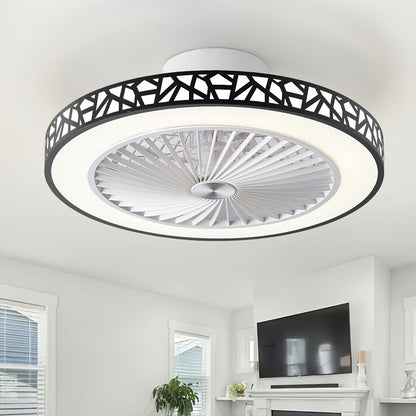 Flush Mount Ceiling Fan with Light and Remote, 19 Inch Low Profile Ceiling Fan with LED Light Kit, 6 Wind Speeds Reversible Motor, Remote Control Included, for Bedroom Kids Room Living Room, White Black