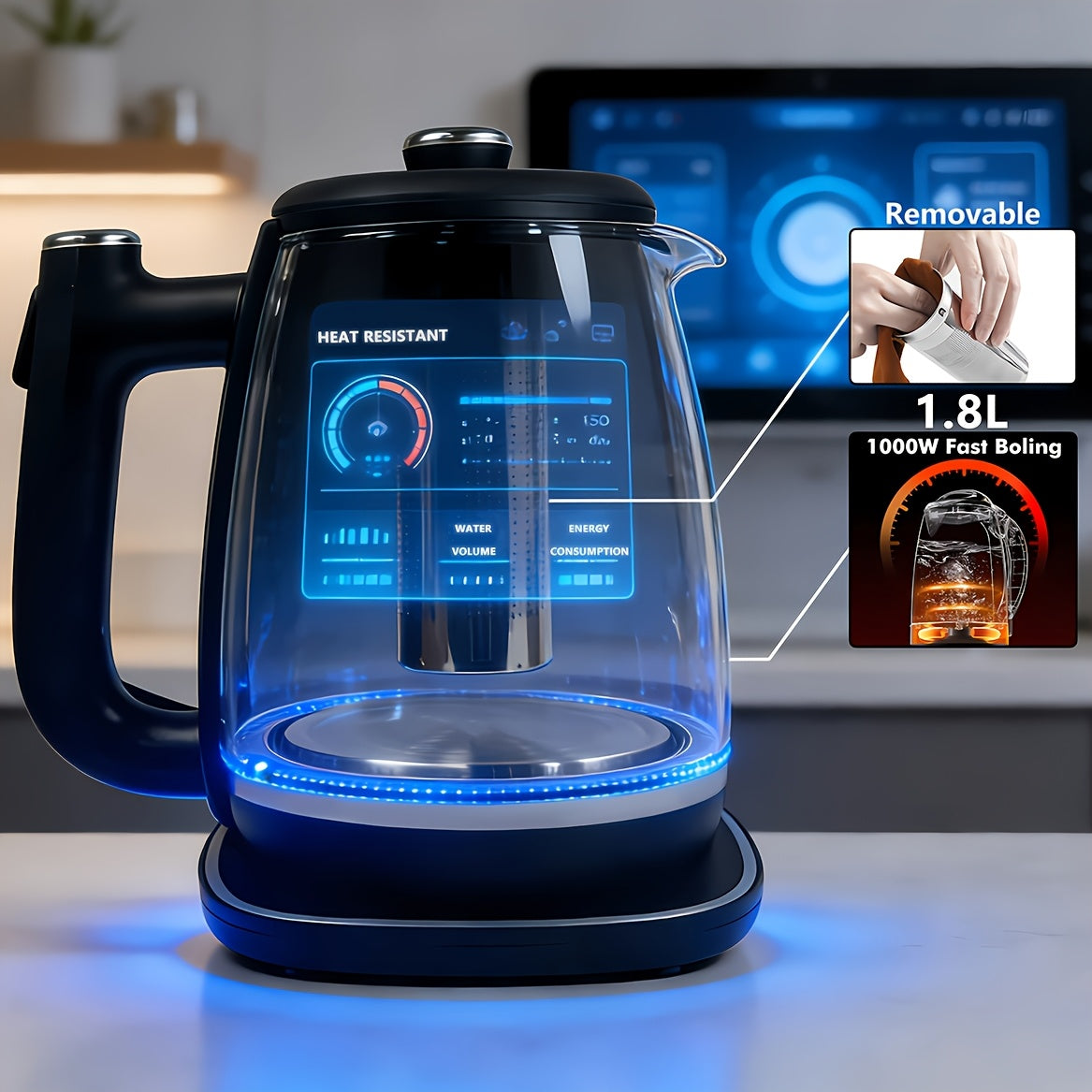 Durable 1.8 Liter Electric Kettle - Fast Heating, Automatic Shut-Off, Boil-Dry Protection, Removable Filter, 360° Swivel Base - Stainless Steel, Suitable for Brewing Tea, Coffee, And Heating Water for Milk Powder, Multifunctional Kitchen Appliance.