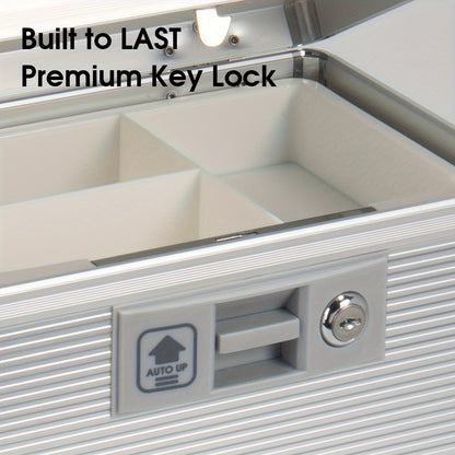 Aluminum Alloy Double-layer Medicine Box, Large-capacity Storage Box, Household Lock Box, With Handle, Tray And Key Lock, Used For Secure Storage Of Medicines, Documents, Valuables, Etc. Medicine Storage And Organization Containers