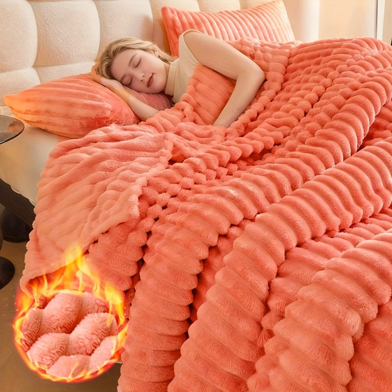 Thickened Blanket Soft And Comfortable Imitation Rabbit Hair Reversible Blanket Thermal Blanket Nap Blanket Air Conditioning Blanket Office Outdoor Camping Gift Blanket for All Seasons