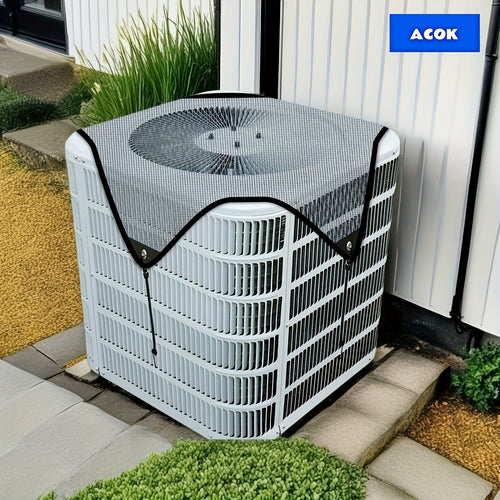 Outdoor Air Conditioner Cover 26"x26", Universal PVC Mesh AC Unit Protector, Prevents Leaves Debris Snow, Weatherproof Outdoor AC Cover for Winter Christmas Season