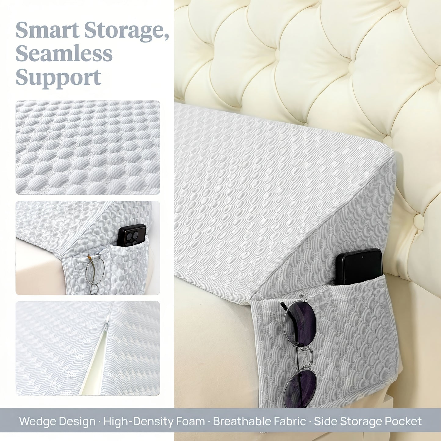 Bed Wedge Pillow - Bed Gap Filler Mattress Wedge Headboard Pillow Close The Gap 0-7" Between Your Headboard And Mattress Or Wall for Sleeping Backrest Pillow