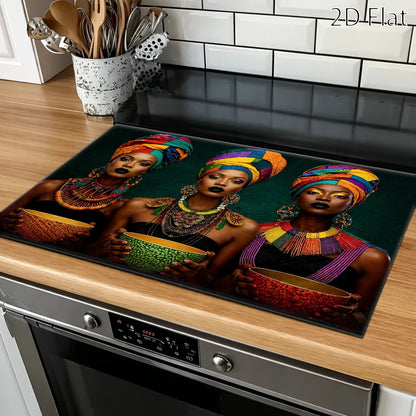 African Tribal Style Stove Protector Mat, Heat Resistant And Wearable Cooktop Cover, Suitable for Gas Stove, Induction Cooker, Oven, Easy to Clean And Reusable, Also for Glass Countertop, Washer And Dryer Top Protection