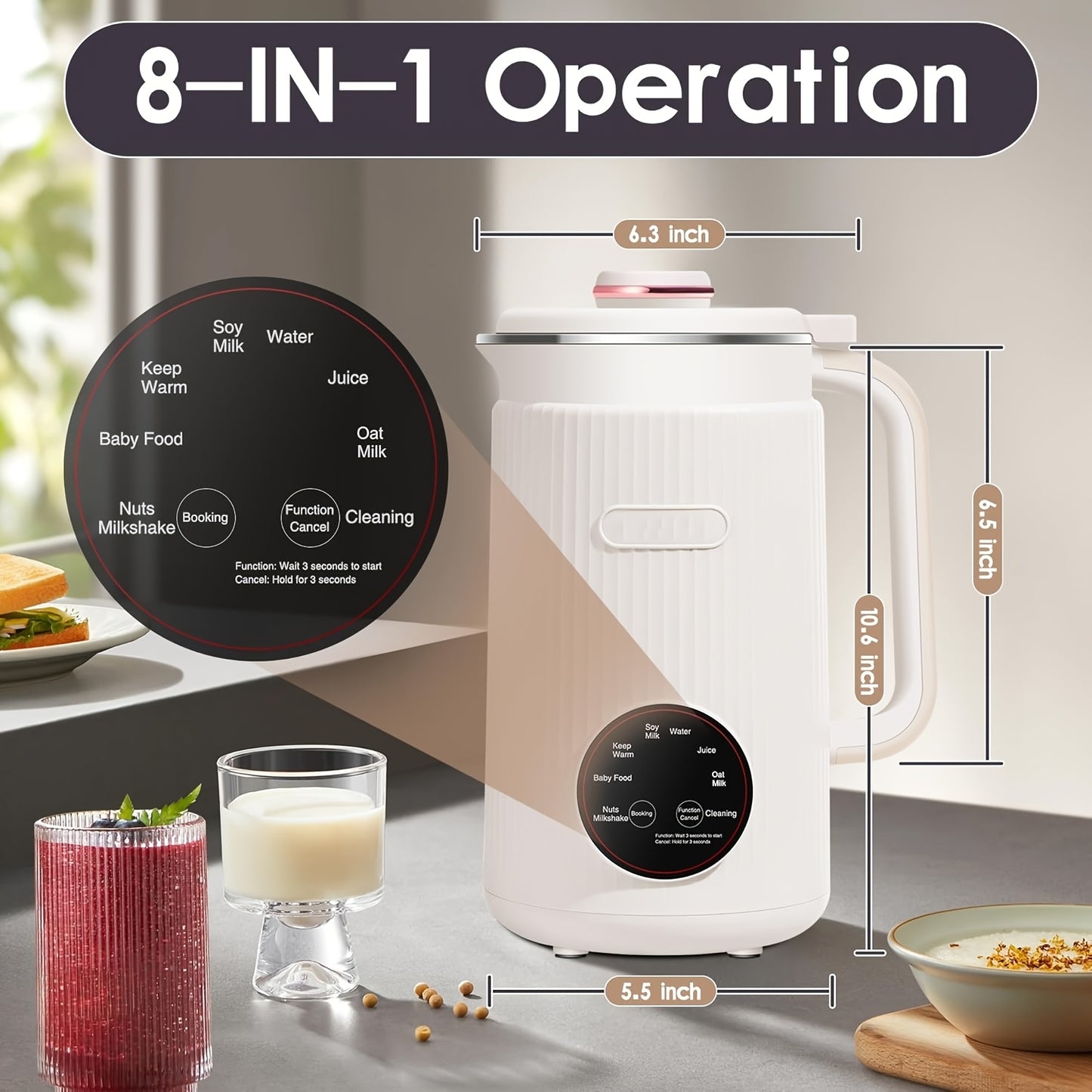 Nut Milk Maker Machine, Multi-Functional Automatic Blender with One-Touch Operation, Perfect for Homemade Almond, Oat, Plant-Based, Soy, And Coconut Milk, High Capacity Countertop Blender