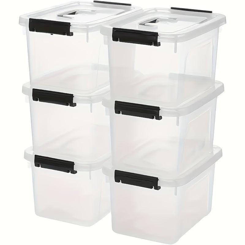Stackable Clear Plastic Storage Bins with Lids – 6 Pack Large Capacity Clip-On Lid Containers for Home, Closet, Office & Garage Organization (12.7qt / 20.8qt)