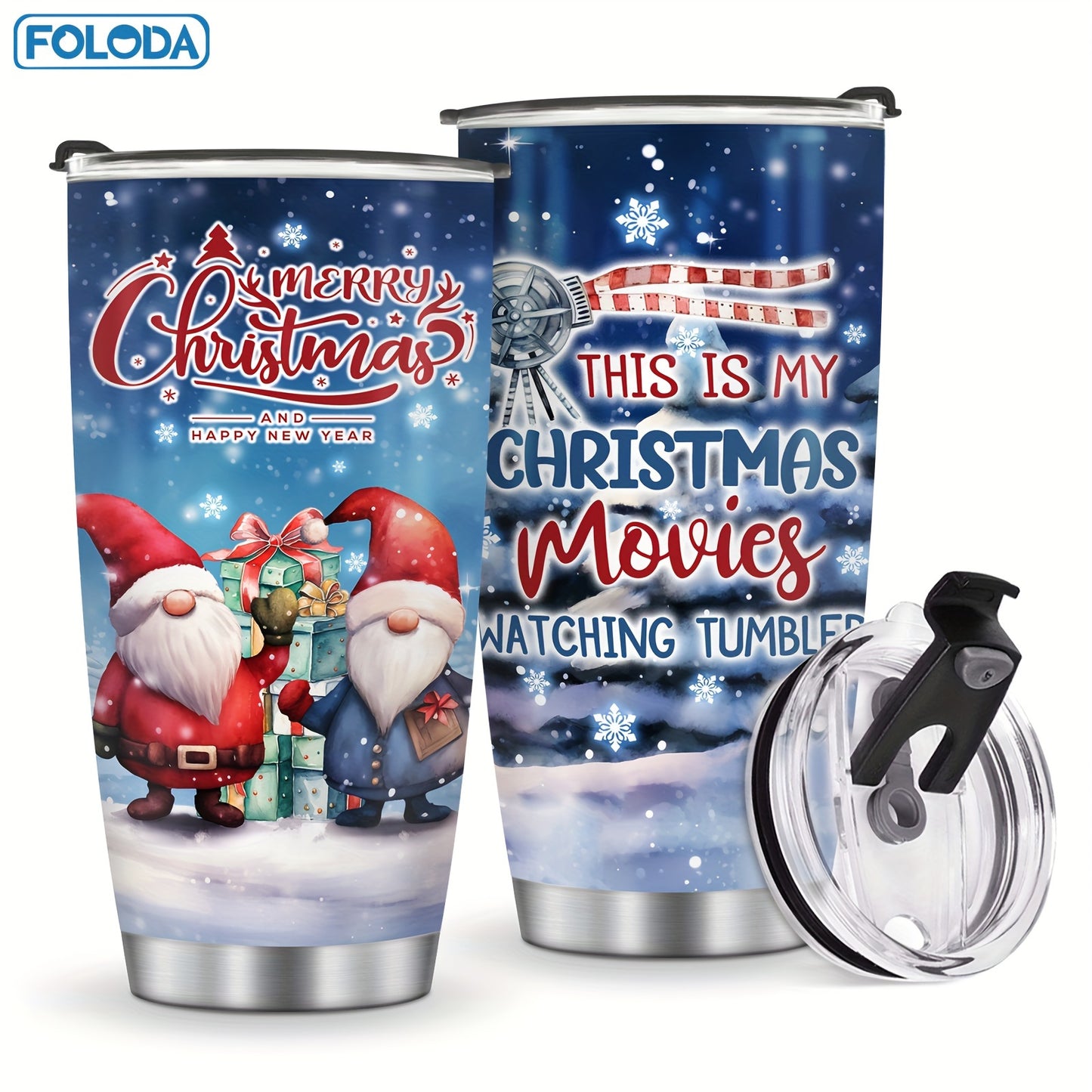Foloda 1pc Red Truck Tumbler Christmas Patterns Tumbler Merry Christmas Gift Tumbler Stainless Steel Double Wall Vacuum Insulated Tumblers 20oz Coffee Travel Mug Xmas Gift Red Truck Gifts For Men Women Friend Parent Teacher Birthday