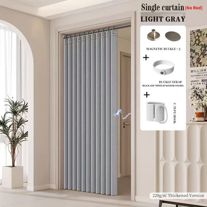 2D Door Curtain, Rodless Elegant Bohemian Style Folding Door Curtain with Stripes - Polyester, High-Weight Thickened Natural Drape, Magnetic Partition for Living Room, Bedroom, Kitchen - Easy Hand Wash, No Power Needed, Multifunctional Home Decor