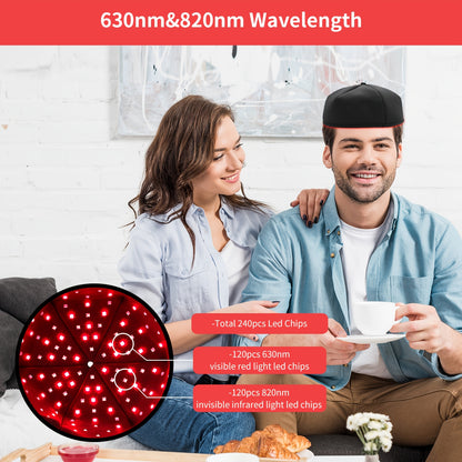 Red Light Therapy Cap for Hair Growth & Scalp Care – 120 LEDs, 630nm Red Light & 820nm Near Infrared, Wearable LED Hair Therapy Helmet, Father's Day Gift for Men & Women, Black & Gray