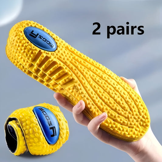 PU Insoles Shock Absorbing 2 Pairs - Full-Length Polyurethane Shoe Inserts with Arch Support, Breathable Moisture-Wicking Odor-Resistant, Knee Protection Heel Pad for Men & Women EU35-46