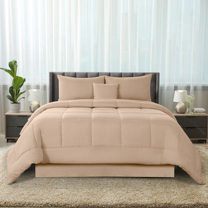 Lux Decor 5 Pieces Comforter Set - Reversible Duvet Insert - Quilted Comforter Smooth, Breathable & Machine Washable, Soft and Comfortable Bedding, Down Alternative Comforter Included 2 Pillow Shams, Bed Skirt, & Cushion - All Season Gift Choice