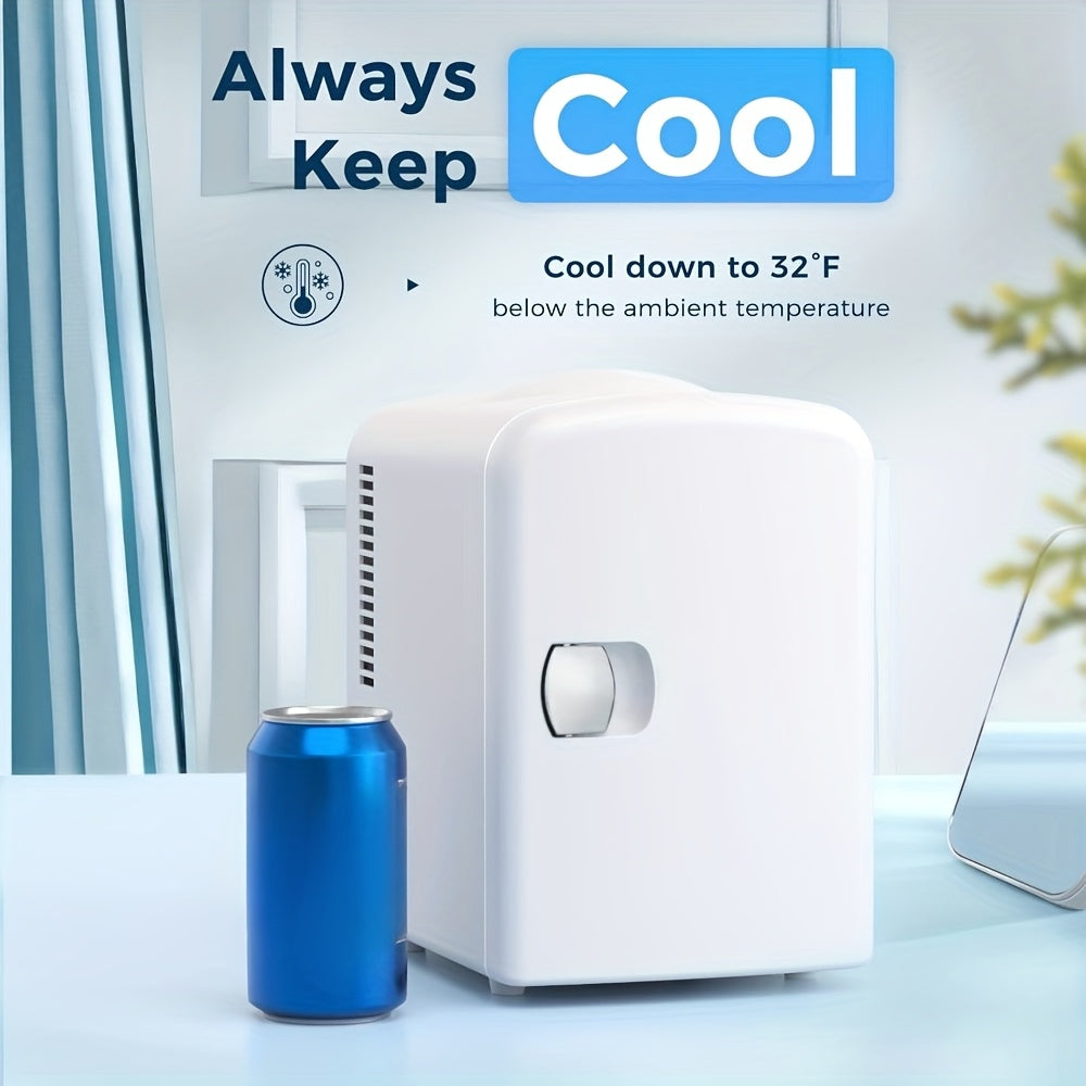Mini Fridge Skincare Refrigerator 1.06 Gallon Portable - Mini Freezer for Bedroom Dorm Office, Compact Personal Fridge for Skincare Drinks Snacks, White Black