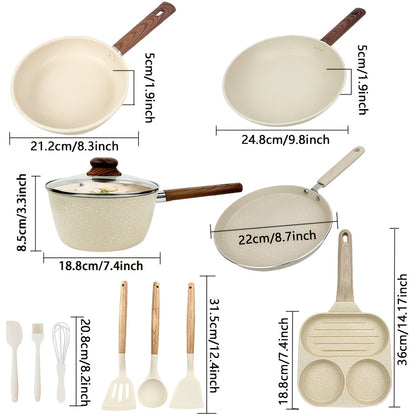 15/12/7pcs POTS And Pans Set, Non-stick Cookware Set, Induction Cookware Non-stick Cooking Set, Including Frying Pan, Pan, Steamer, Silicone Spatula And Tongs, Gifts for Friends Wedding
