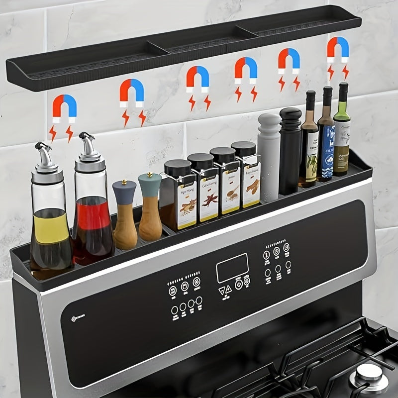 30 Inch Silicone Stove Oven Top Shelf Magnetic For Kitchen Gadgets, Soft Flexible Strong Magnetic Heat Resistant Spice Rack Kitchen Organizer For Over Oven Stove
