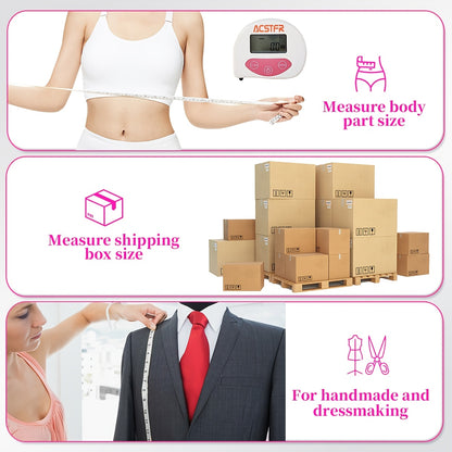 ACSTFR Retractable Body Measuring Tape - Smart Digital Tape for Weight Loss, Waist, Hip, Chest, Arm Measurement - 60 Inch/ 150cm, USB Rechargeable