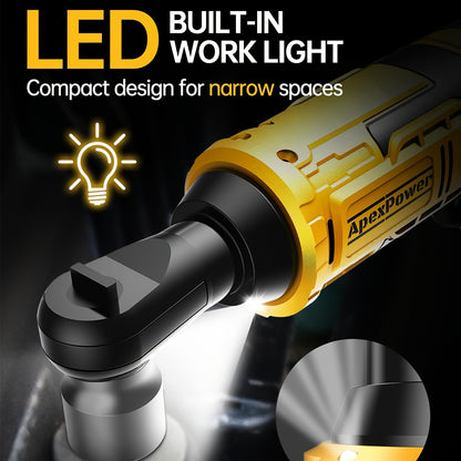 88 Ft-lb Cordless Ratchet Wrench Kit, for Dewalt 20V Max Battery, Battery Powered Drive Electric Ratchet, 0 - 400 RPM, 8 Sockets, Variable Speed, LED Light (Battery Not Included)