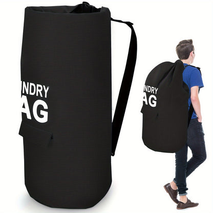 Large Laundry Bag, Portable Laundry Backpack with Adjustable Shoulder Strap, Foldable Laundry Basket for Travel Storage