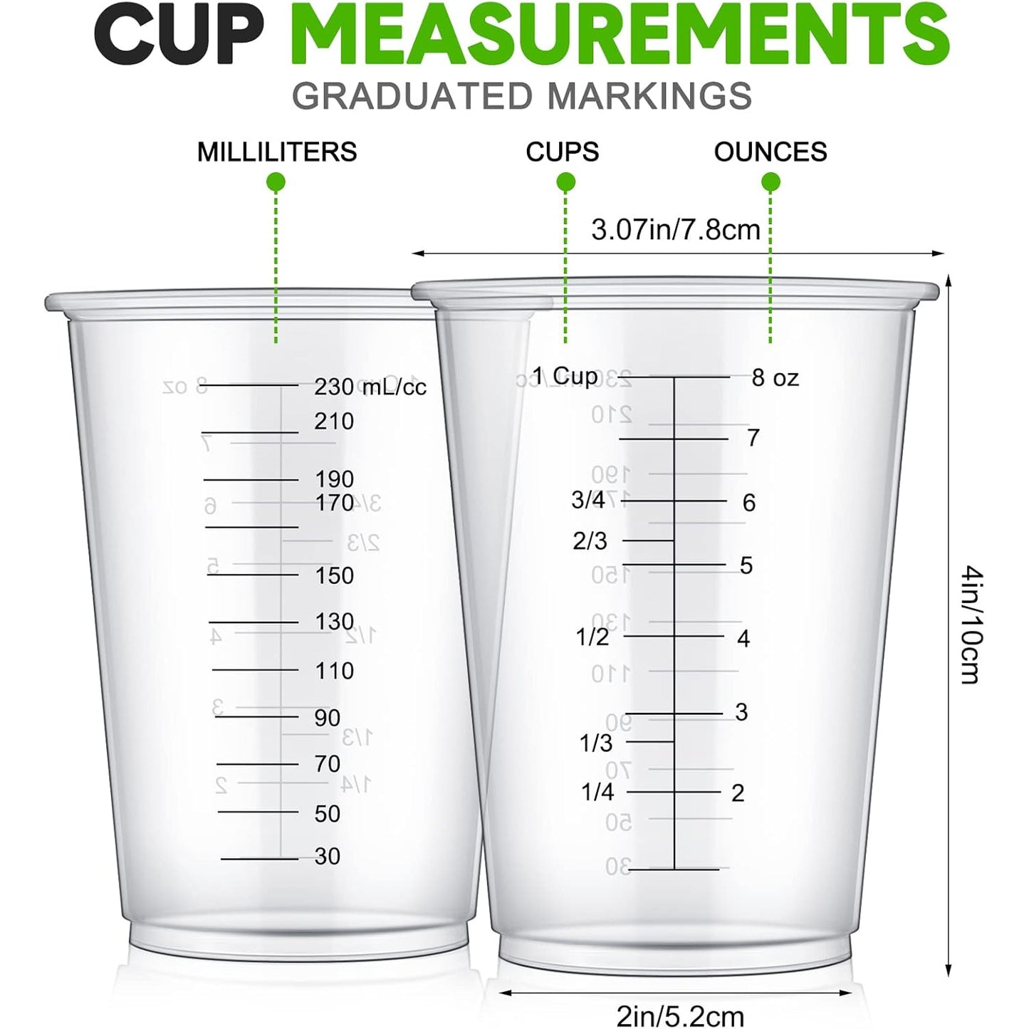 500pcs(1oz)/ 100pcs(8oz)/ 50pcs(20oz) Clear Plastic Resin Oxygenating Liquid Mixing Cups for Cooking and Baking Supplies
