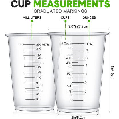500pcs(1oz)/ 100pcs(8oz)/ 50pcs(20oz) Clear Plastic Resin Oxygenating Liquid Mixing Cups for Cooking and Baking Supplies