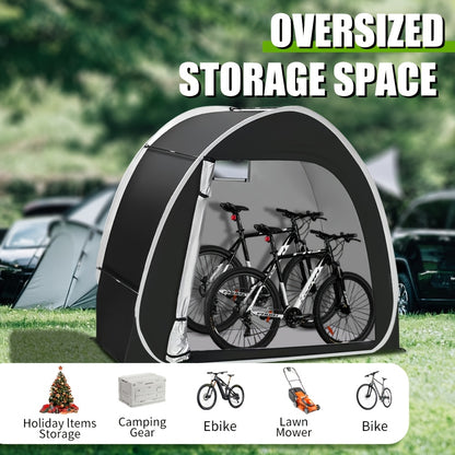 Winter Bicycle Storage Shed Tent, Courtyard Storage Tent, Gardening Tool Storage Room, 210D Oxford Fabric PU4000 Waterproof and Snowproof, Can Accommodate 2/3 Bicycles, Lawn Mower Storage Room, Suitable for Bicycles, Garden Tools, Lawn Mowers