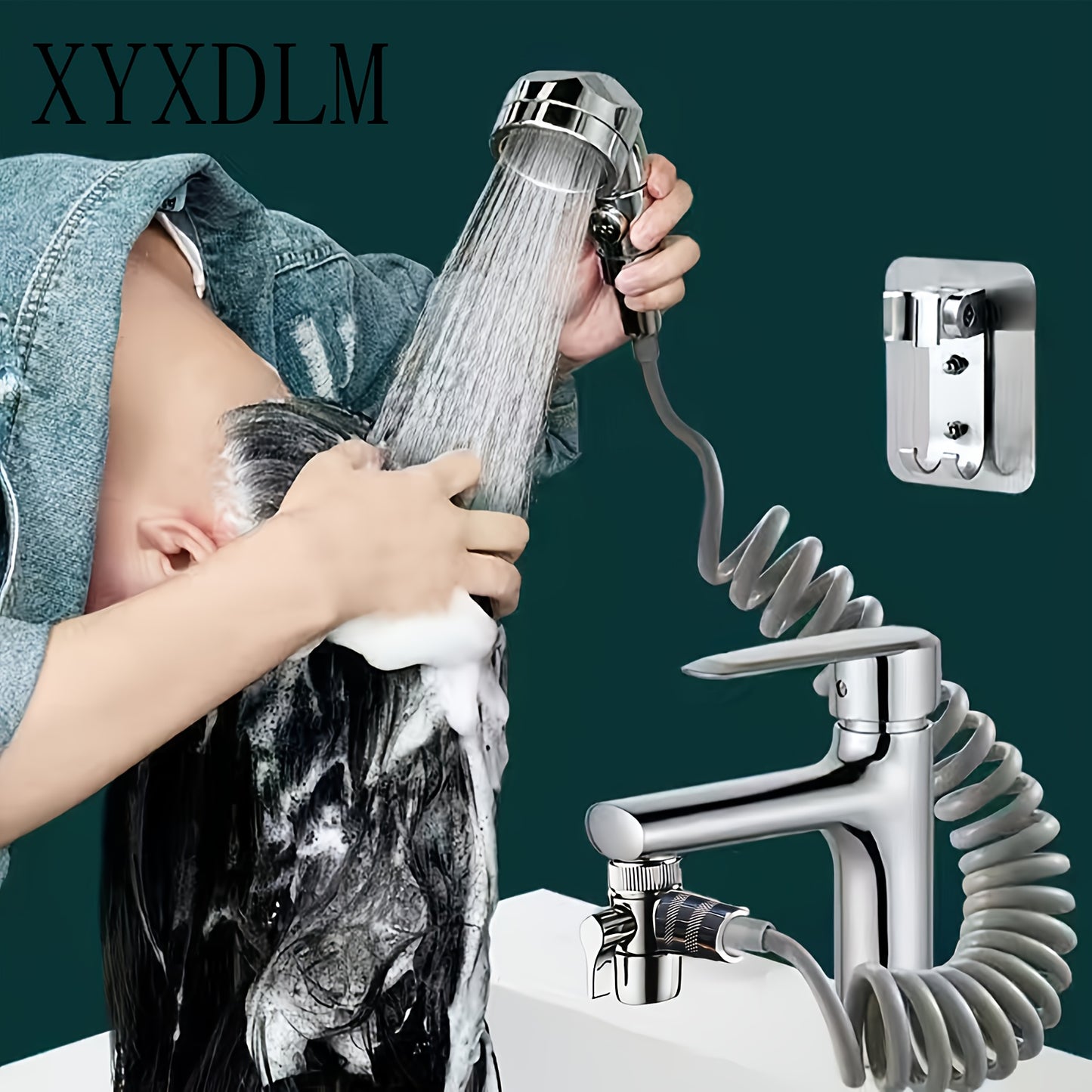 28998 Travel Shower Head Kit with Bracket, Diverter, and Telescopic Hose, Faucet Adapter Shampoo Spray Kit, High-Pressure Handheld Shower Head, Suitable for Bathroom Sink, Portable Shampoo Set,for Shower Use Only