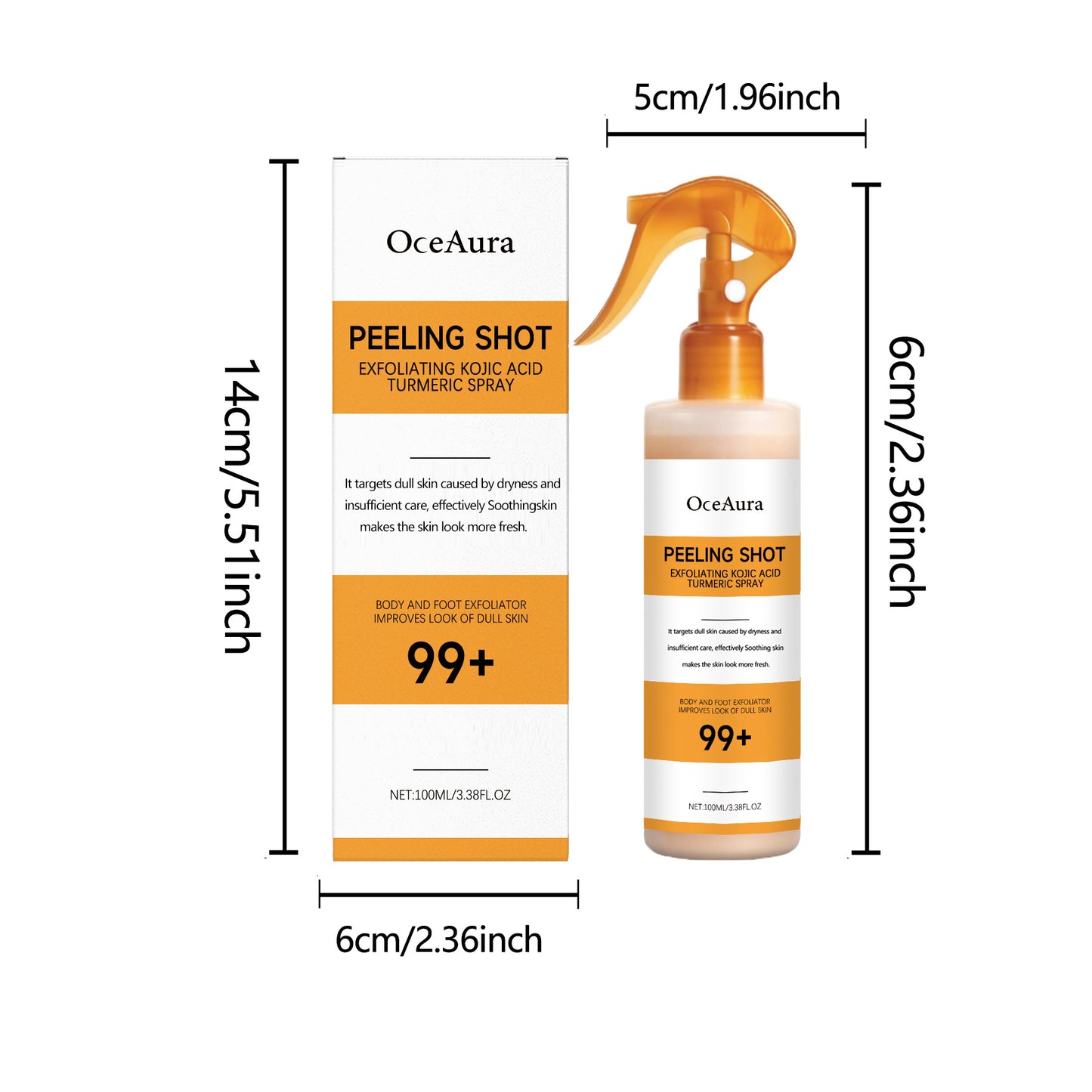 Kojic Acid Turmeric Keratin Cleansing Spray - Contains Kojic Acid And Turmeric Ingredients - Effectively Physically Exfoliates, Leaving Skin More Delicate And Smooth, Suitable for Face, Body, Legs, Hands, And Other Skin, Effectively Evens Skin Tone