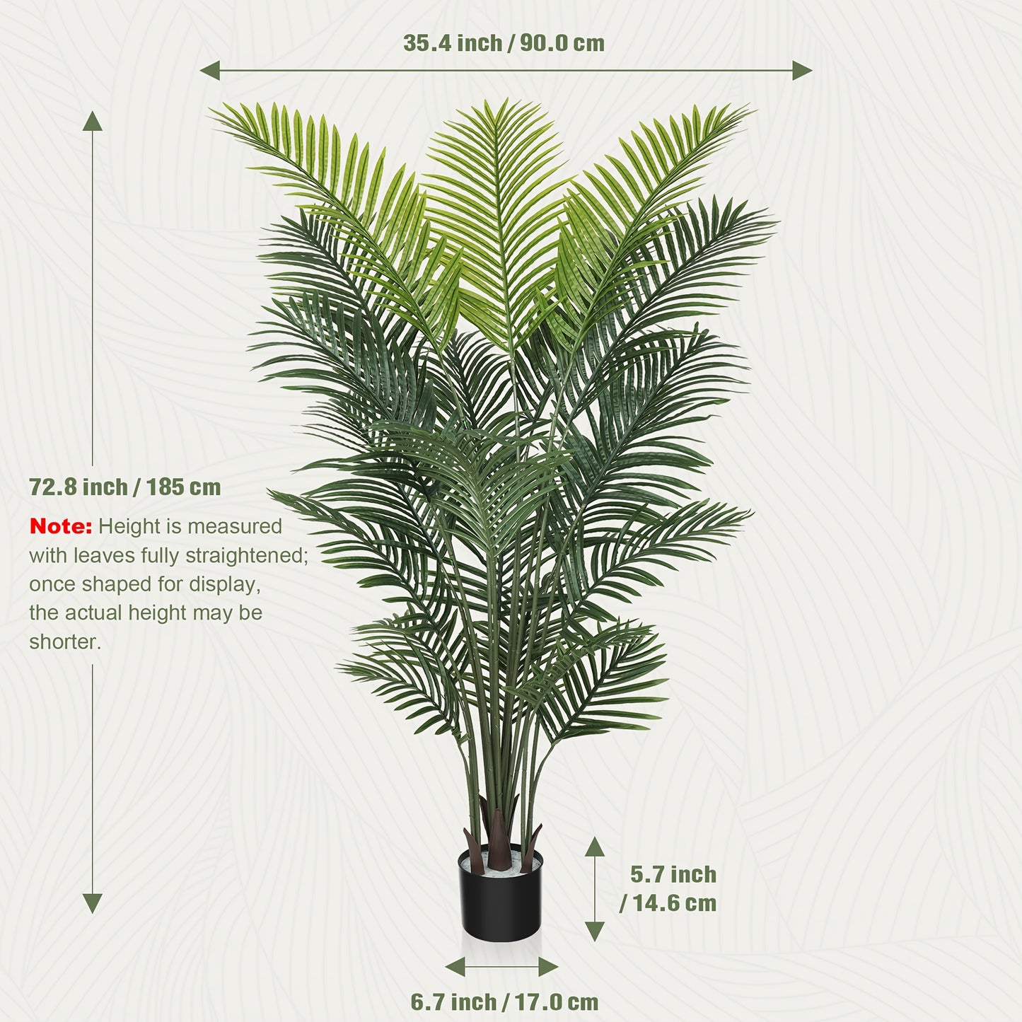 Artificial Palm Tree Fake Indoor Plant – 4/5/6FT Faux Tropical Areca Palm with Realistic Leaves, Planter Options, for Living Room Bedroom Office Patio Home Decor