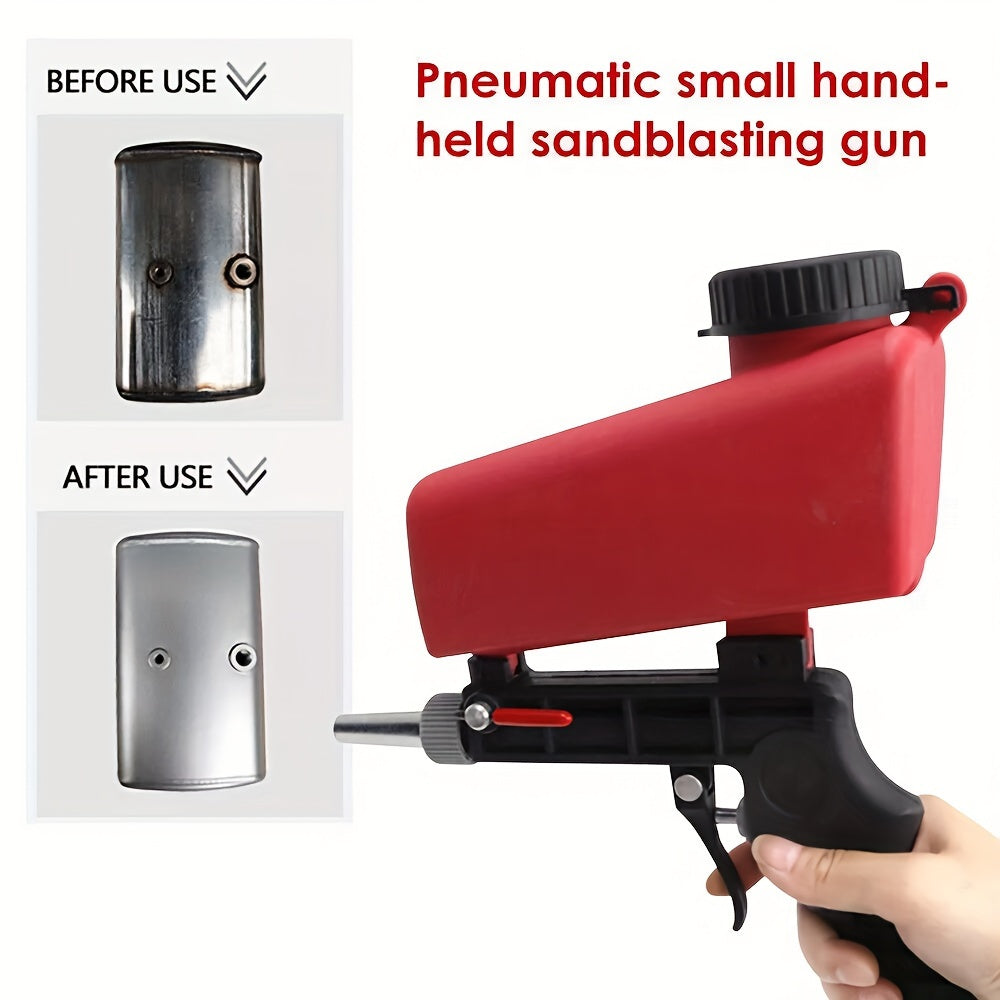 1pc 90Psi Adjustable Sandblasting Gun, Portable Gravity Pneumatic Adjustable Small Air Blasting Derusting Sandblasting Sand Removal Blasting Power Machine