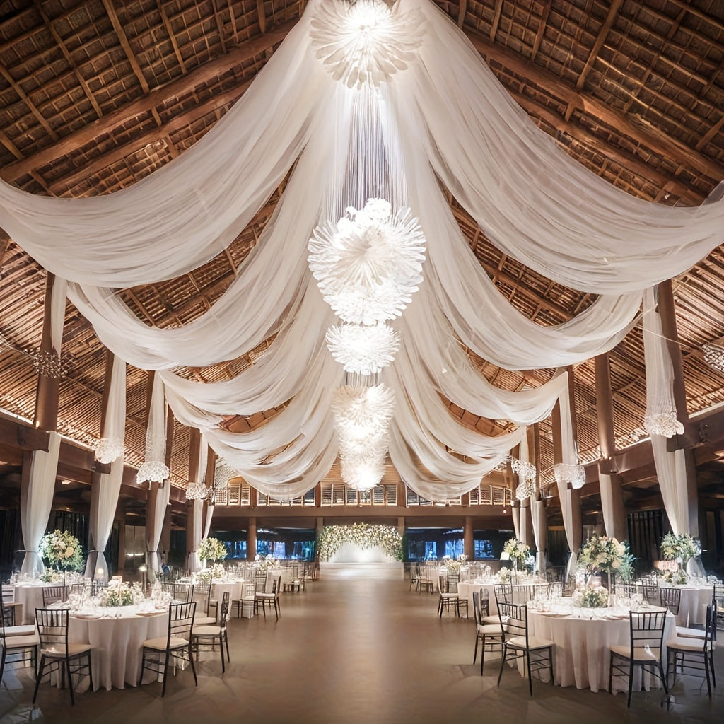 32.8Ft Elegant White Chiffon Draping Fabric Arch Curtain - Lightweight Durable Nylon Wedding Decor for Ceremonies, Receptions, Birthdays, & Bridal Showers Wedding Decorations, Ceremony Backdrop, Reception Decor, Party Backdrop