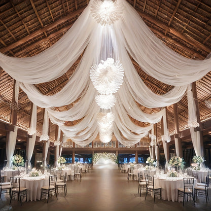 32.8Ft Elegant White Chiffon Draping Fabric Arch Curtain - Lightweight Durable Nylon Wedding Decor for Ceremonies, Receptions, Birthdays, & Bridal Showers Wedding Decorations, Ceremony Backdrop, Reception Decor, Party Backdrop