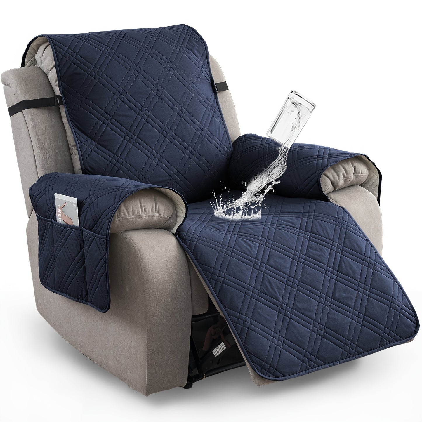 1pc 100% Waterproof Recliner Chair Cover, Non Slip Recliner Covers for Recliner Chair with Pocket, Pet Scratch-Resistant Sofa Slipcover, Washable Furniture Protector, Easy to Install for Living Room, Summer Home Decor, Father's Day Home Decorations