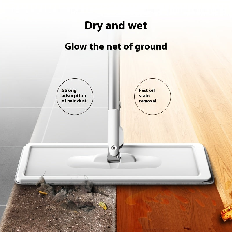 Home Mop and Bucket Set with Wringer – Flat Mop System for Efficient Floor and Wall Cleaning, Includes 2 Reusable Microfiber Pads, Ideal for Bedroom, Bathroom, Kitchen, Living Room, Household Cleaning Tools|Sleek Mop Design|Metal Handle Mop, Mops for Floo
